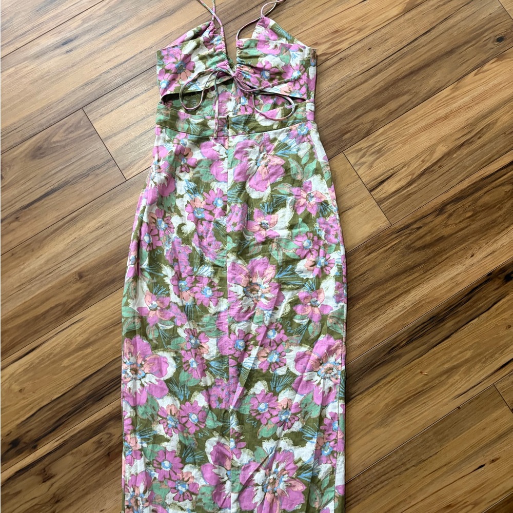 Zara Floral Midi Dress XS | Strappy Back | Front Slit | Summer - Picture 10 of 10
